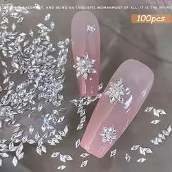 100pcs Shiny Zircon Rhinestones Nail Charms 1.5*3mm Mini Rhombic Nails Gemstones Flatback Nail Art Craft Diamonds Decoration GT5