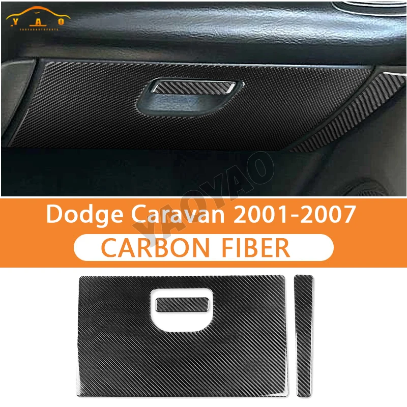  Carbon Fiber Copilot Glove Box Panel Trim Cover Car Interior Accessories Decorative Stickers For Dodge Caravan 2001-2007