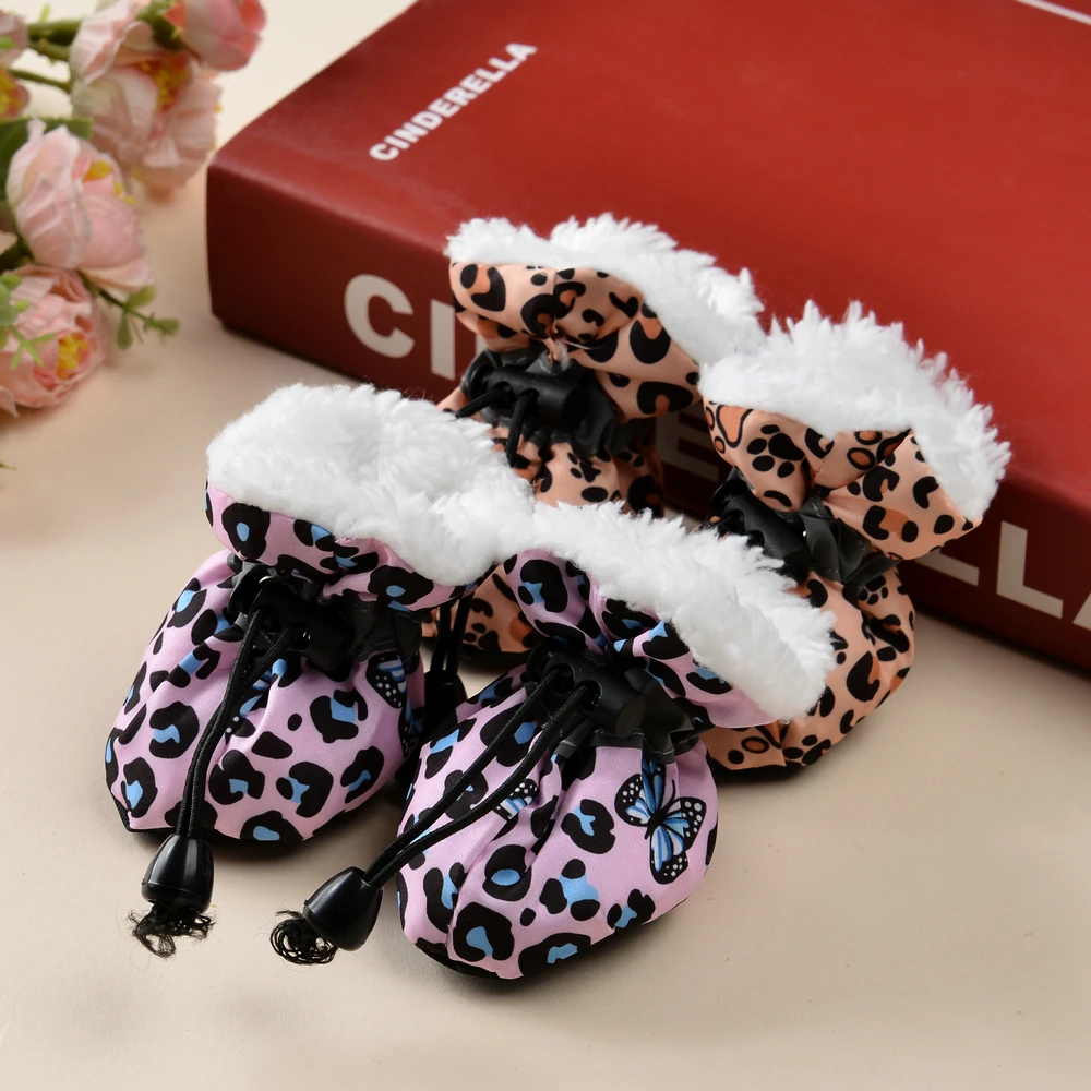 Winter Dog Shoes For Small Dogs Reflective Waterproof Puppy Snow Boots Anti-slip Soft Sole Pet Footwear Chihuahua Pug Supplies