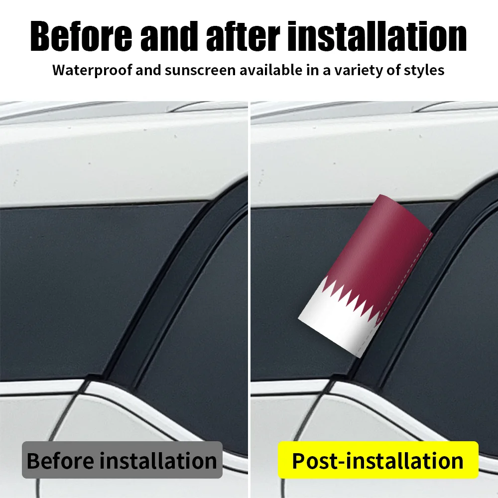 Qatar Flag Logo Sticker Window Trunk Label Wash Label Sticker Decal Waterproof Sunscreen Decorative Stickers Auto Accessories