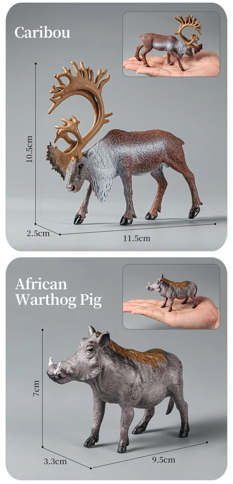 Montessori Wildtiere Modell Spielzeug Set – Löwe Elefant Antilope Actionfiguren Miniatur Zoo Figuren Pädagogisches Geschenk für Kinder – Detail 15