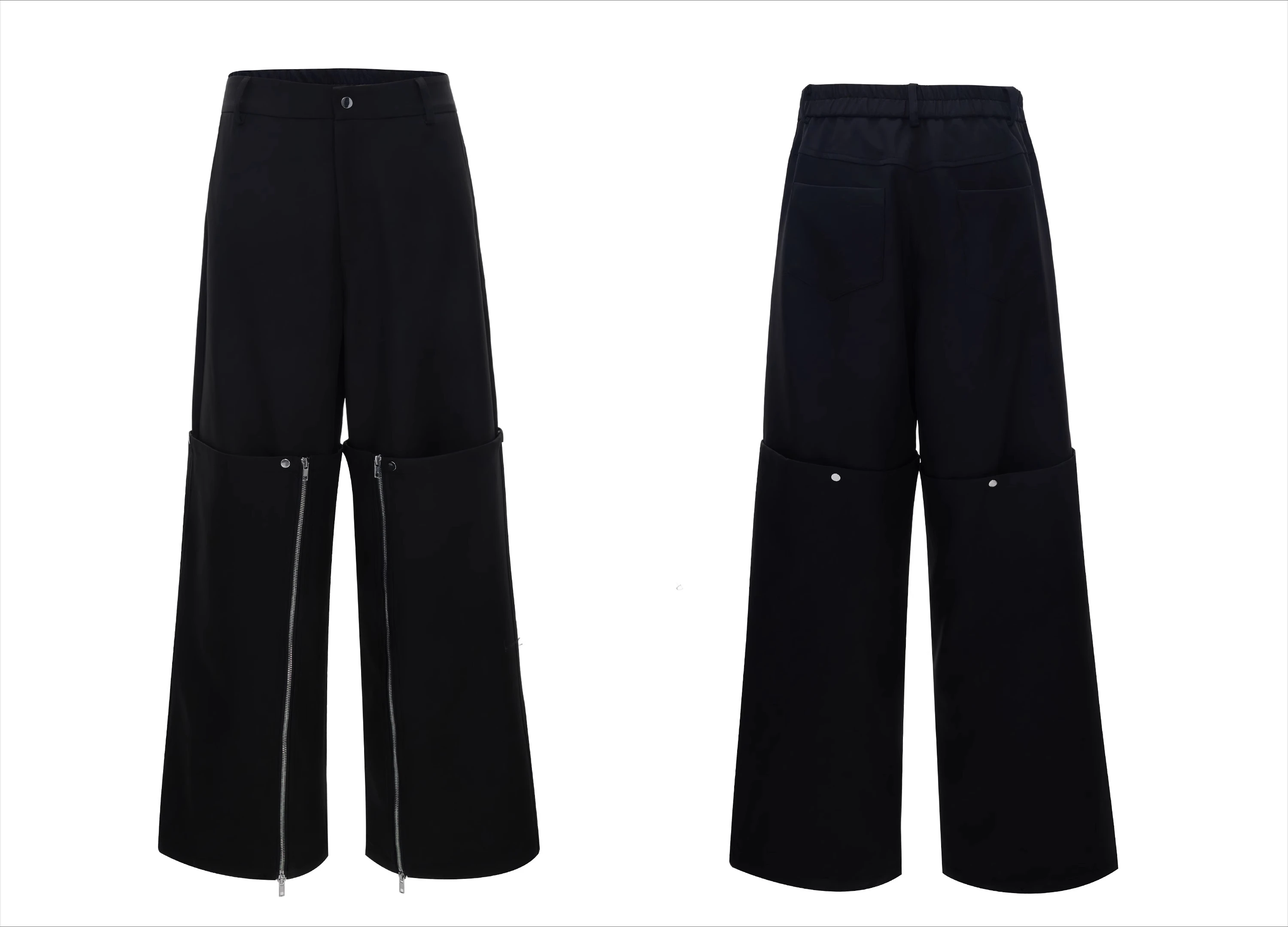 Men's 2025 Four Seasons Wear Niche Double-layer Design Trousers Loose Detachable Trousers Masculinity Trendy Zipper Design Pants