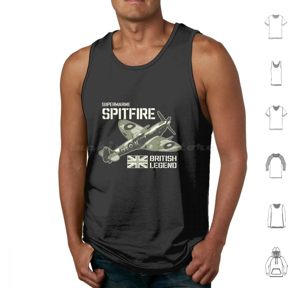 Spitfire Fighter Raf Plane Ww2 Aeroplane British Legend Tank Tops Vest Sleeveless Spitfire Supermarine Ww2 Raf Royal Air Force