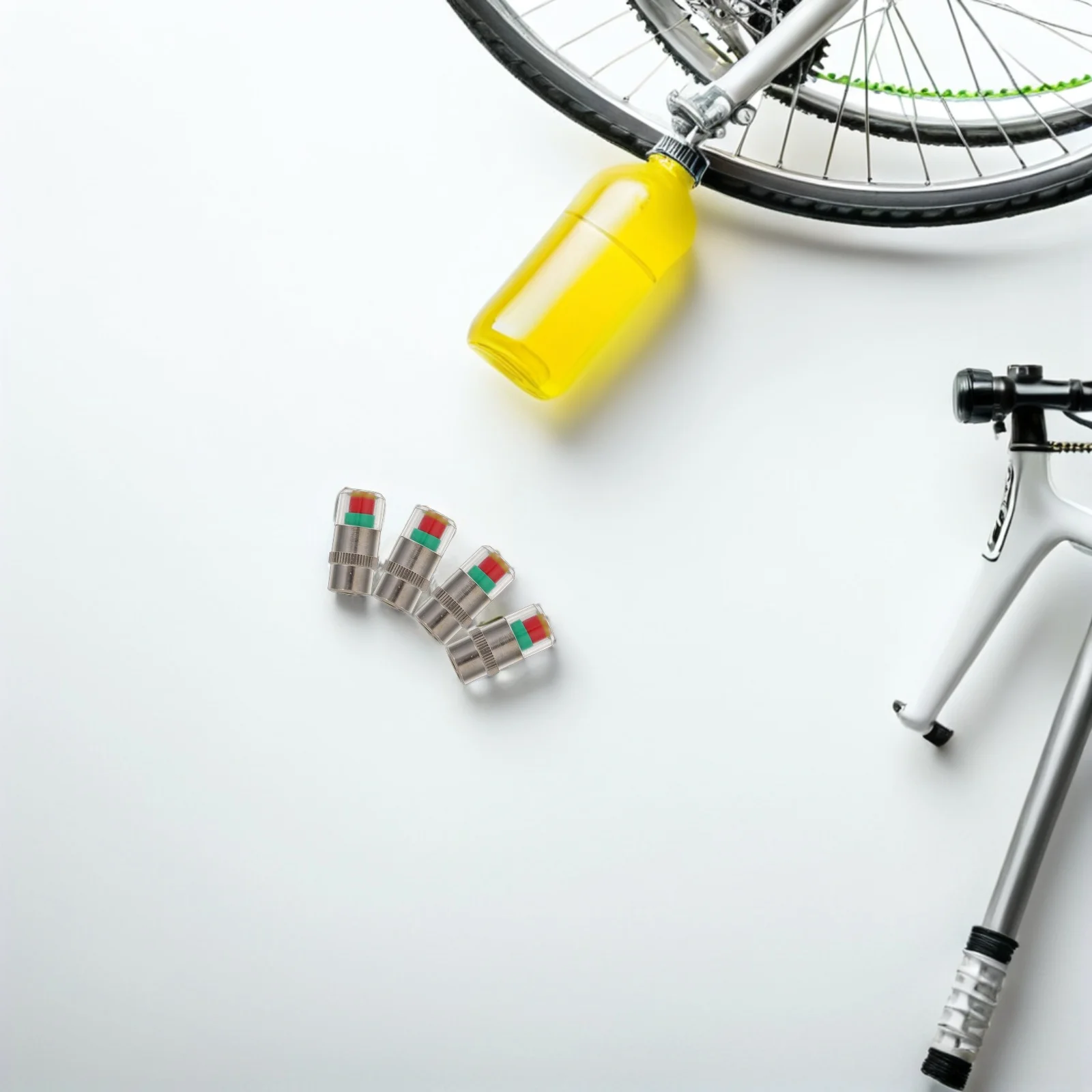 

4pcs Tire Pressure Indicator Caps Green Yellow Car Tire Monitoring Sensor Dust Cap With Copper Core For Auto Tyre