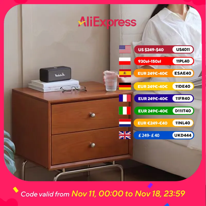 

Функциональная черная прикроватная тумбочка из дуба, винтажная скандинавская минималистичная маленькая прикроватная тумбочка, экономящая пространство, тонкая мебель Mesitas De Noche