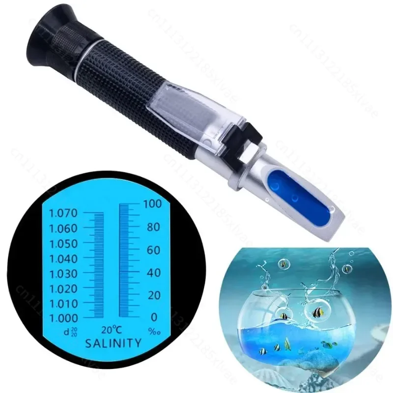 Dual Scale Seawater Salinity Refractometer 0-100 PPT Specific Gravity 1.000-1.070 Aquarium Marine Salt Water Density Testing
