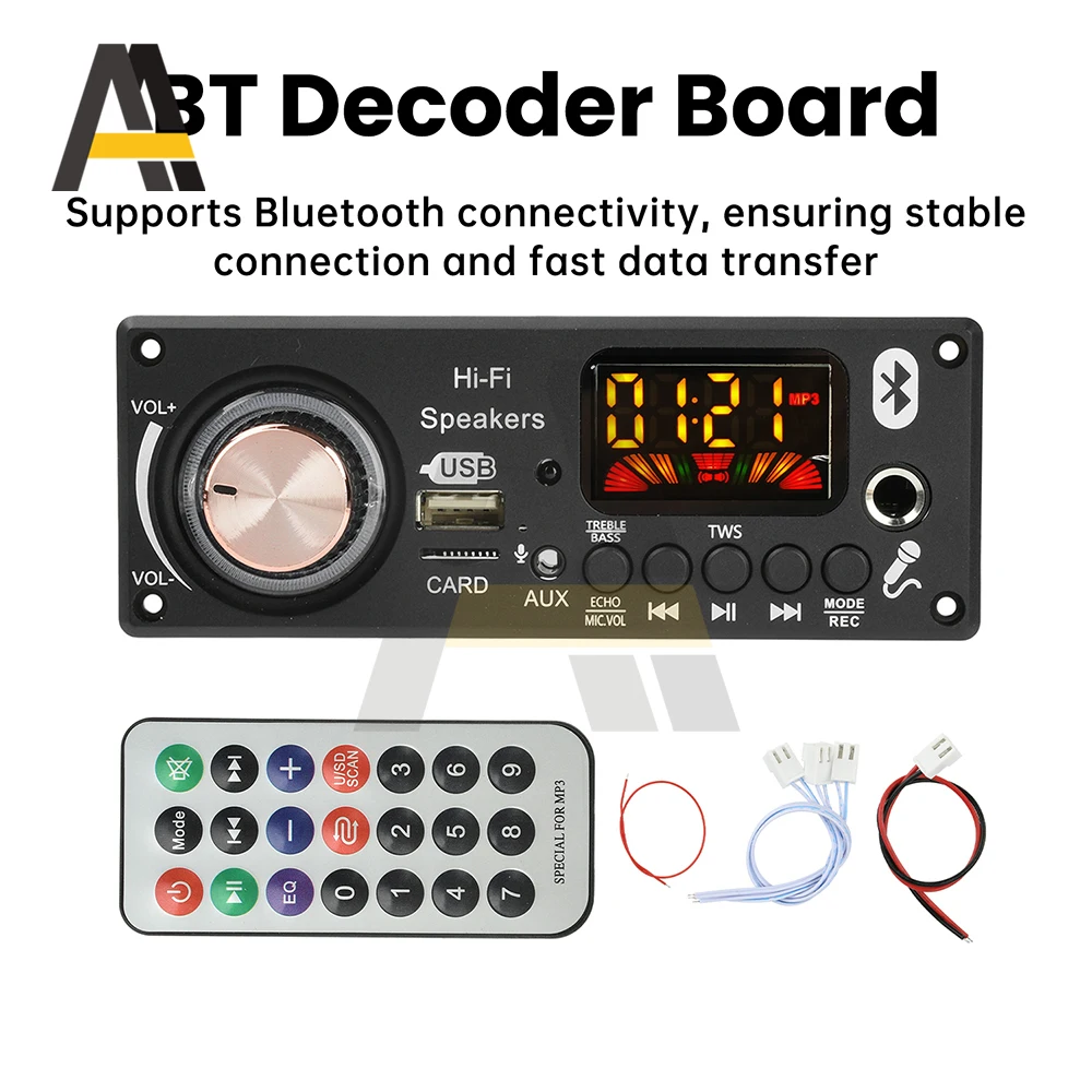 MP3 Bluetooth Decoding Board Car Audio Decoder TPA3116D2 Amplifier Board 2 x50W High Power Stereo Wireless BT 5.3 TWS Function