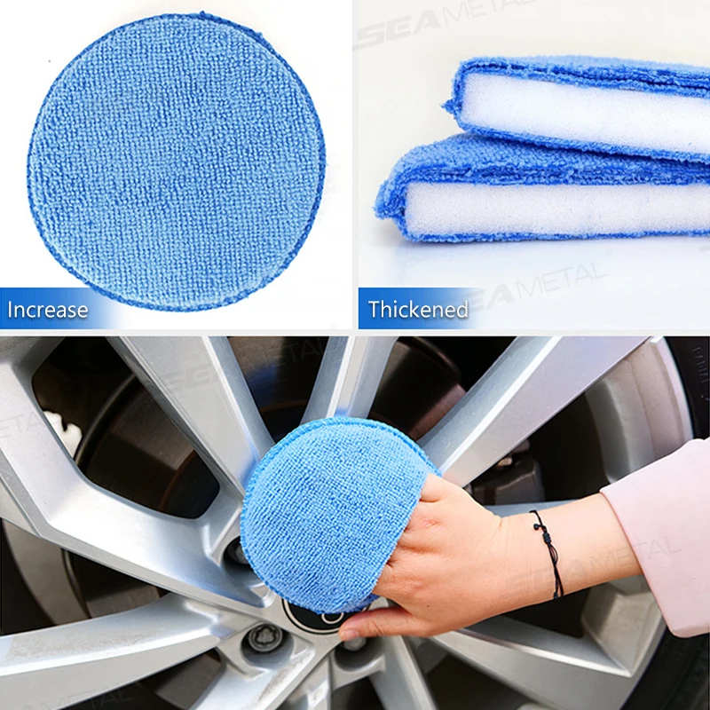 SEAMETAL 5/10Pcs Car Polishing Sponge Pad Microfiber Car Detailing Wax Applicator Pad with Finger Pocket Auto Care Polish Sponge image 3