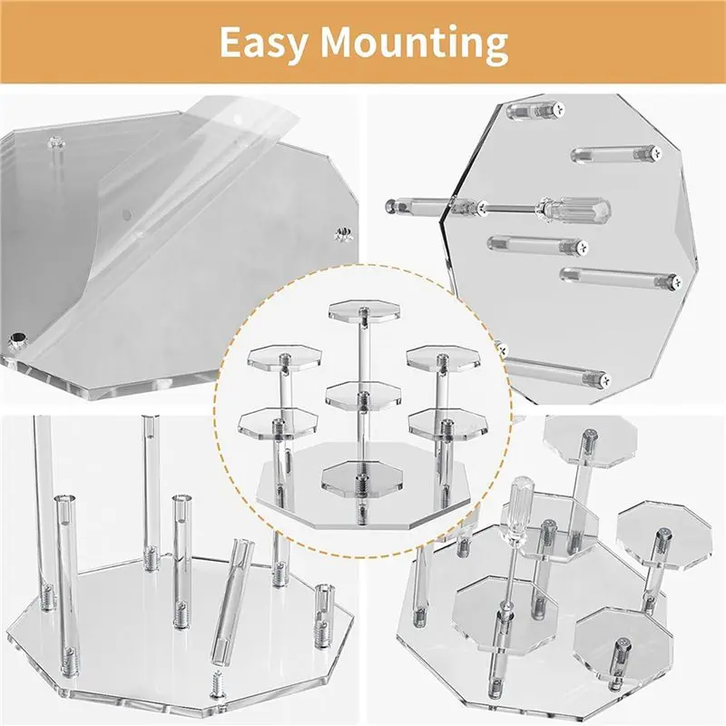 DT19 3X Acrylic Risers Display Stand, 7Tier Perfume Organizer and Cupcake Stand, Storage Display Stand for Collectibles
