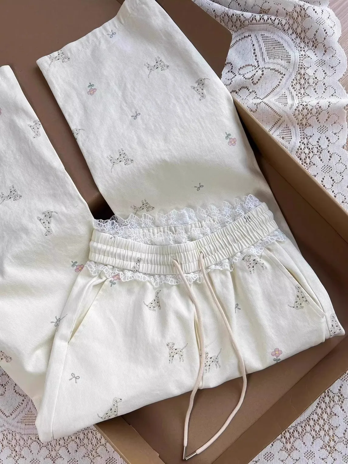new spring summer fashion casual plus size young girls lace stretch waist wide leg pants
