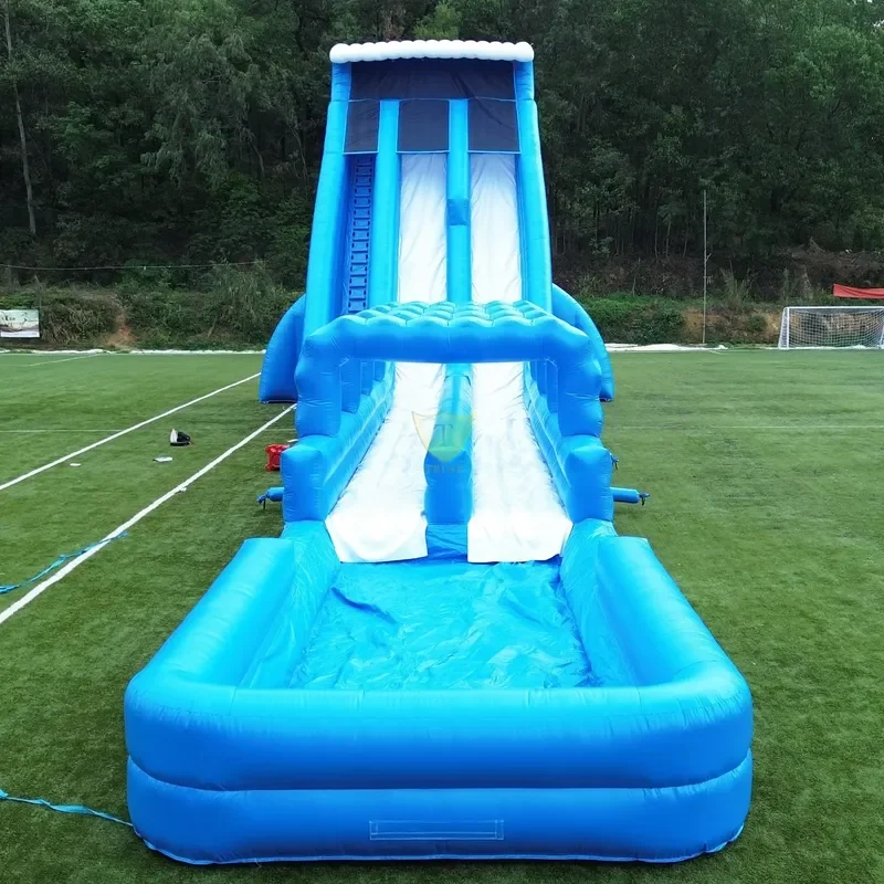 Recommended Inflatable Water Slide Commercial Grade Inflatable Water Slide Dual Lane Racing Heavy PVC Splash Pool