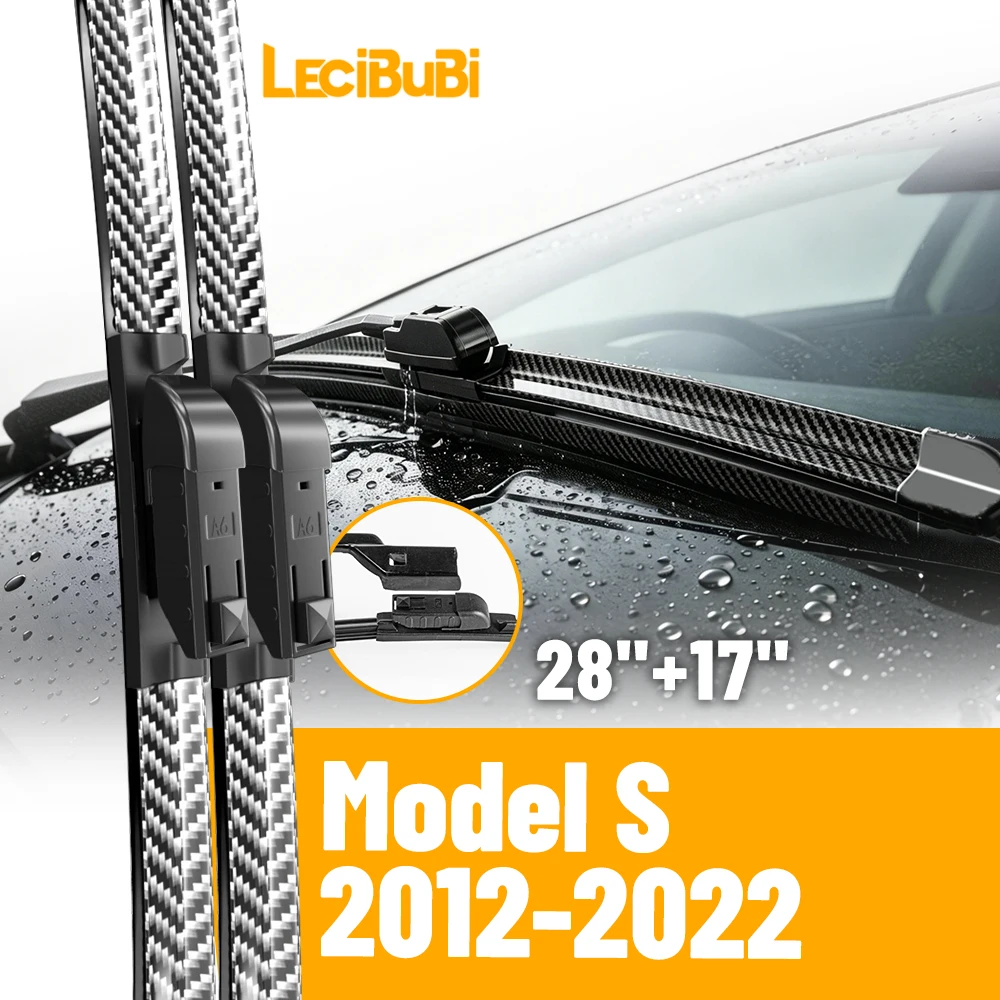 2 Stück Frontscheibenwischerblätter für Tesla Model S 2012-2022 Kohlefaser-Gummibürsten Autozubehör 28"+17"