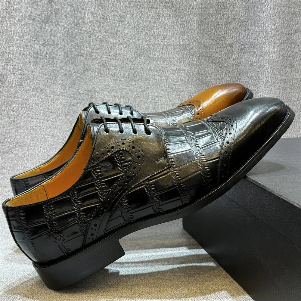High End Handmade Cowhide Men's Weddings Gentlemen Versatile British Business Casuals Formal Leather Suede Loafers Oxford Shoes