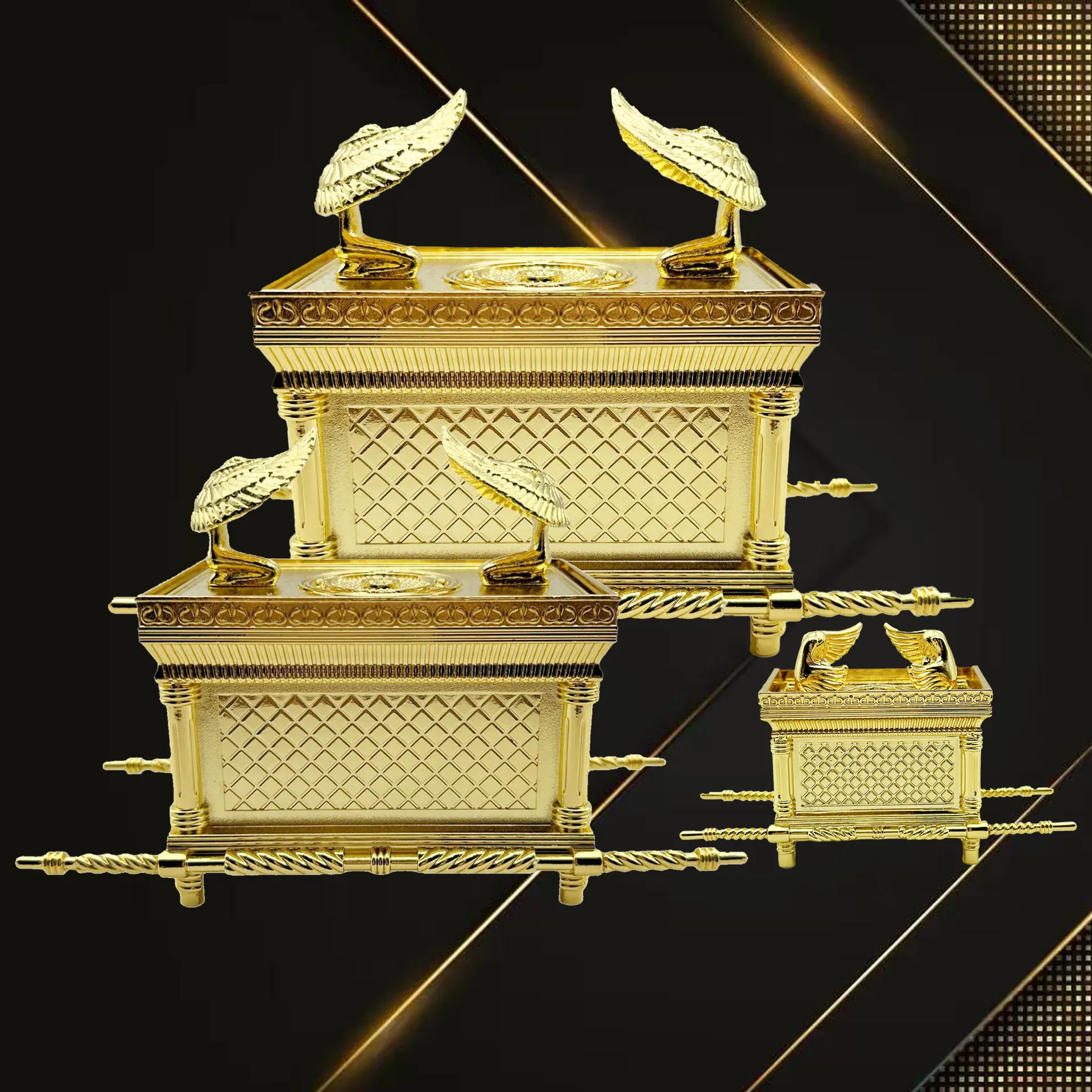 Réplica Histórica del Arca de la Alianza, Bañada en Oro, Adorno Decorativo Festivo para el Hogar, Diseño Egipcio Antiguo