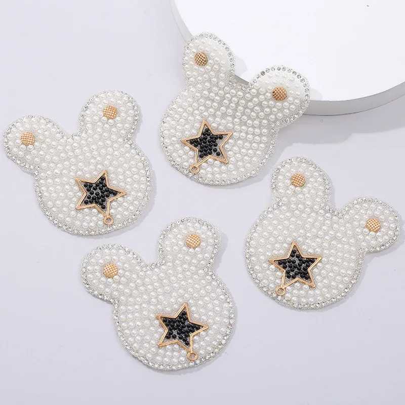 Cartoon Bear Star Hot Diamond para DIY Headwear, Decoração de cabelo, Roupas, Chapéu, Sapatos, Patches Acessórios, 4pcs por lote