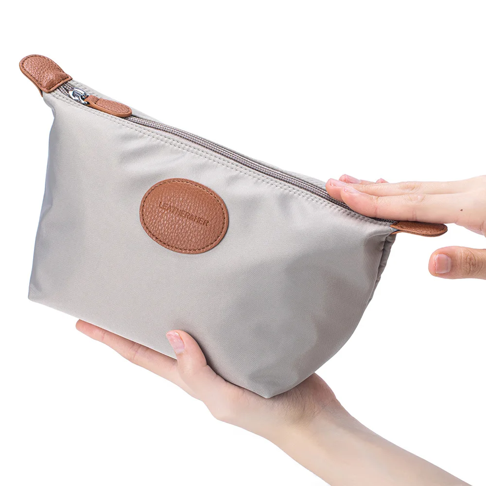 

Косметичка для кошелька, косметички для женщин, нейлон с кожаной косметичкой, дорожная косметичка для хранения косметики для путешествий