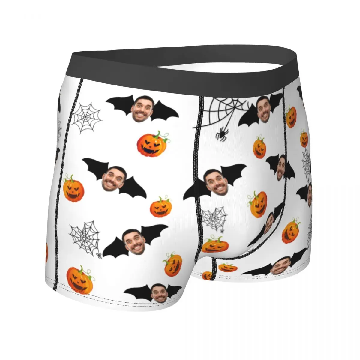 Sous-vêtements College personnalisés pour hommes avec photo de visage de chauve-souris Aliments, caleçon masculin, caleçon doux, culotte grande taille, Halloween