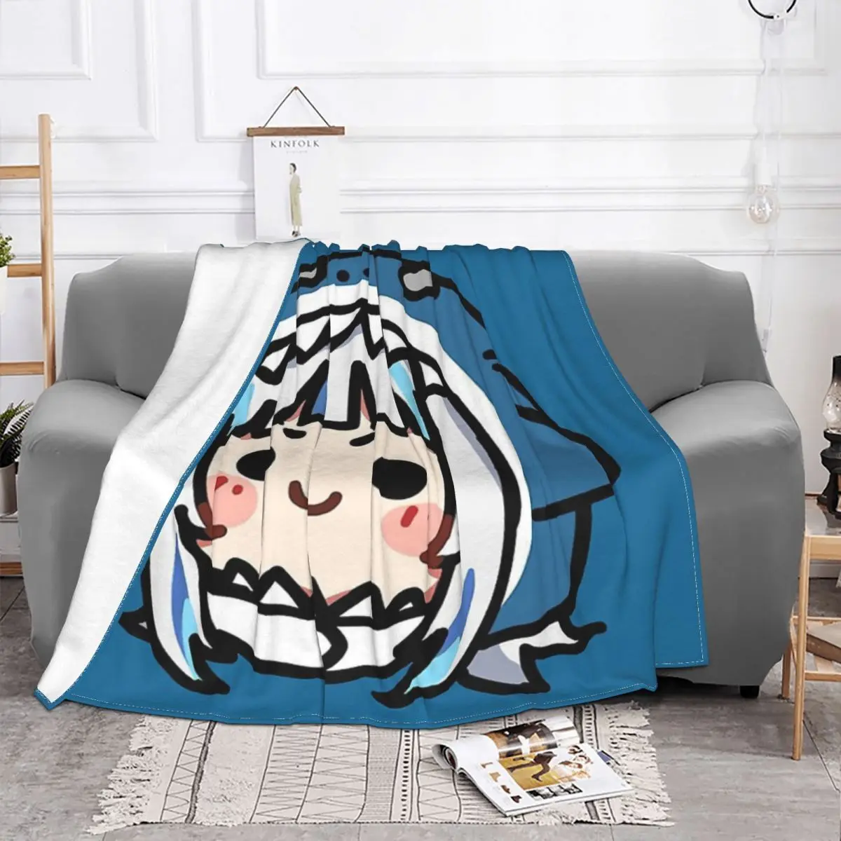 Huge Sharkie Gawr Gura Home Bed Blanket Winter Blankets Home And Decoration Throw Blanket