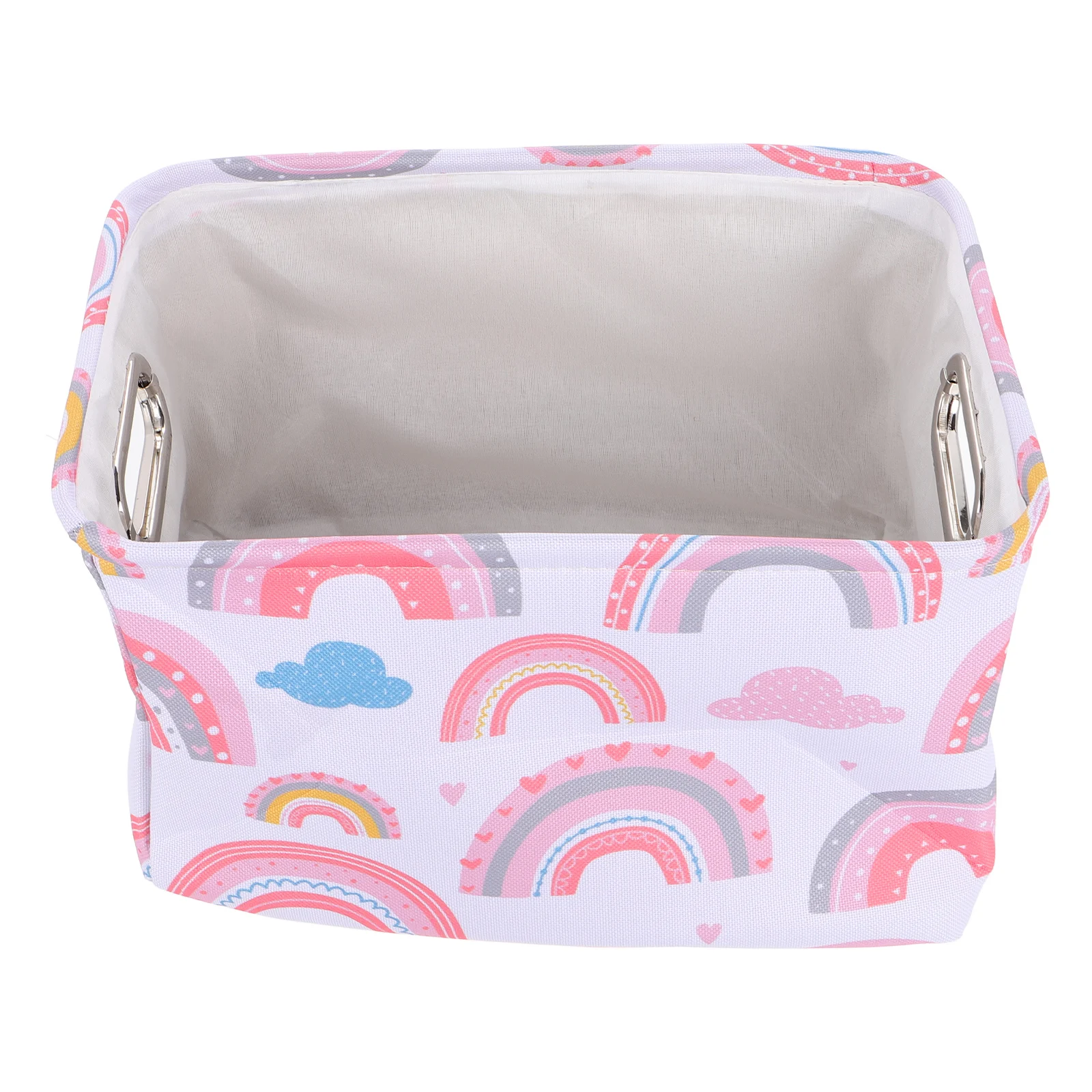 

Rainbow Rectangular Fabric Storage Basket Large Organizer Bin for Nursery Room Clothes Storage Basket with Handles