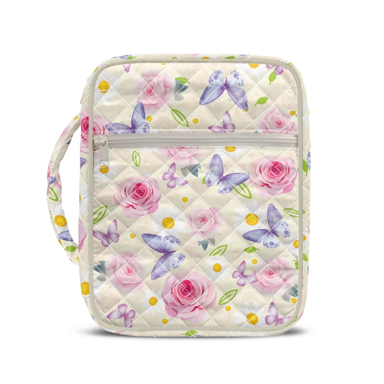 Coloranimal Butterfly Rose 2026 Collection Easy to Carry Bibles Protector Box for Men Polyester Fabric Scripture Book Cover Bag