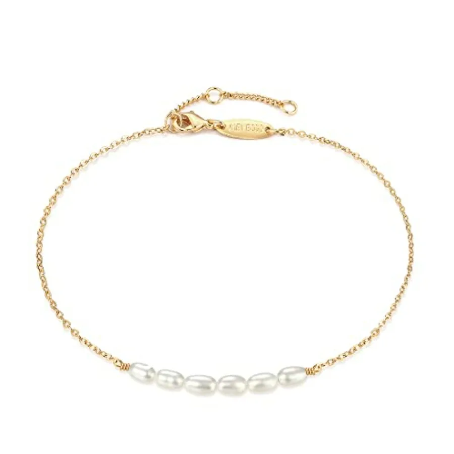 

MEVECCO Women Gold Anklet Boho Delicate Handmade 18k Gold Plated Dainty Beach Pearl Foot Chain Ankle Bracelet Adjustable Wafer