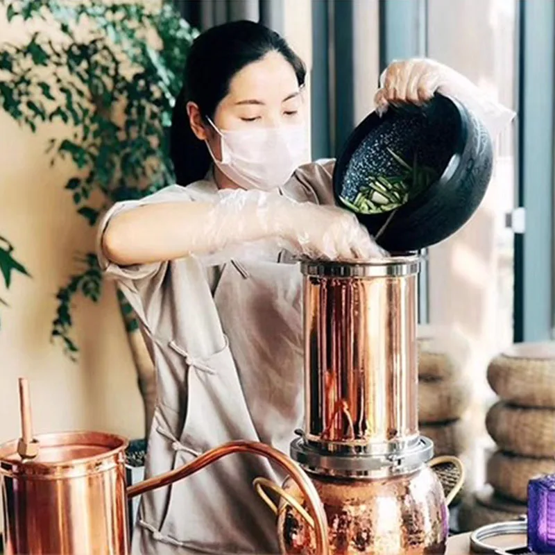 Ancient Pure Copper Distiller Pure Dew Distillation Machine  Essential Oil RefinerHome Brewing Purification Equipment