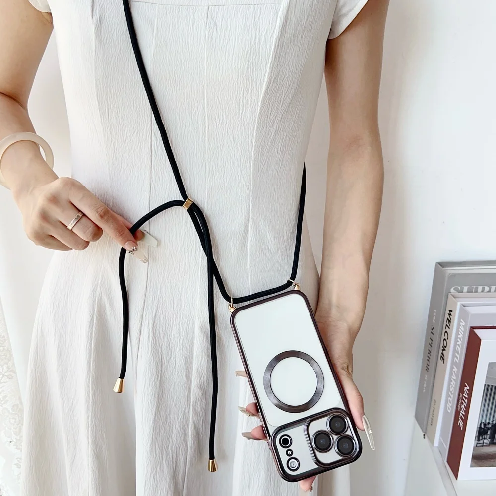 Crossbody Lanyard Strap Überzug Magnetische Für Magsafe Klar Fall Für iPhone 17 Pro Max 16 15 Plus 14 13 12 11 weiche Stoßstange Abdeckung