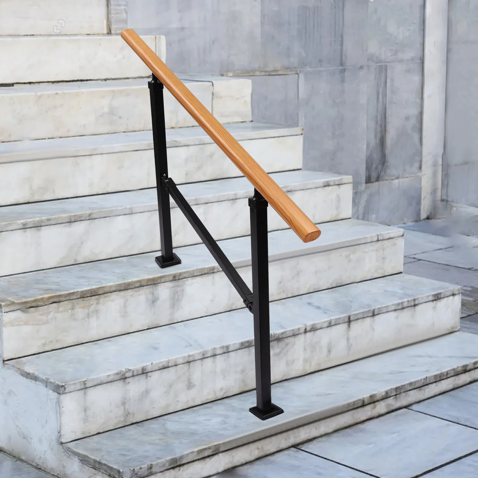 درابزين متين من الفولاذ الكربوني بثلاث خطوات للدرج الخارجي، بطول 84 سم