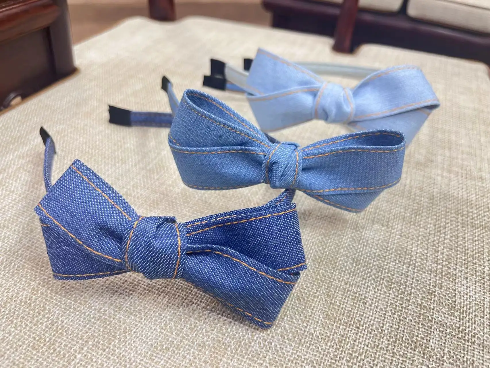 Girl\'s Bow-knot  Denim Hairband Bow Headband  Hair Bands Blue Denim Leisure Headbands Girls Women Barrette Hair Accessories