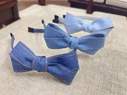 Girl's Bow-knot  Denim Hairband Bow Headband  Hair Bands Blue Denim Leisure Headbands Girls Women Barrette Hair Accessories