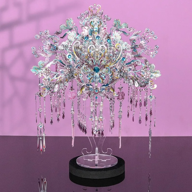 Gangda Fendai Silver Phoenix Crown DIY Handmade Materials Guofeng Assembled Model 3D Three-dimensional Metal Puzzle Wedding Gift