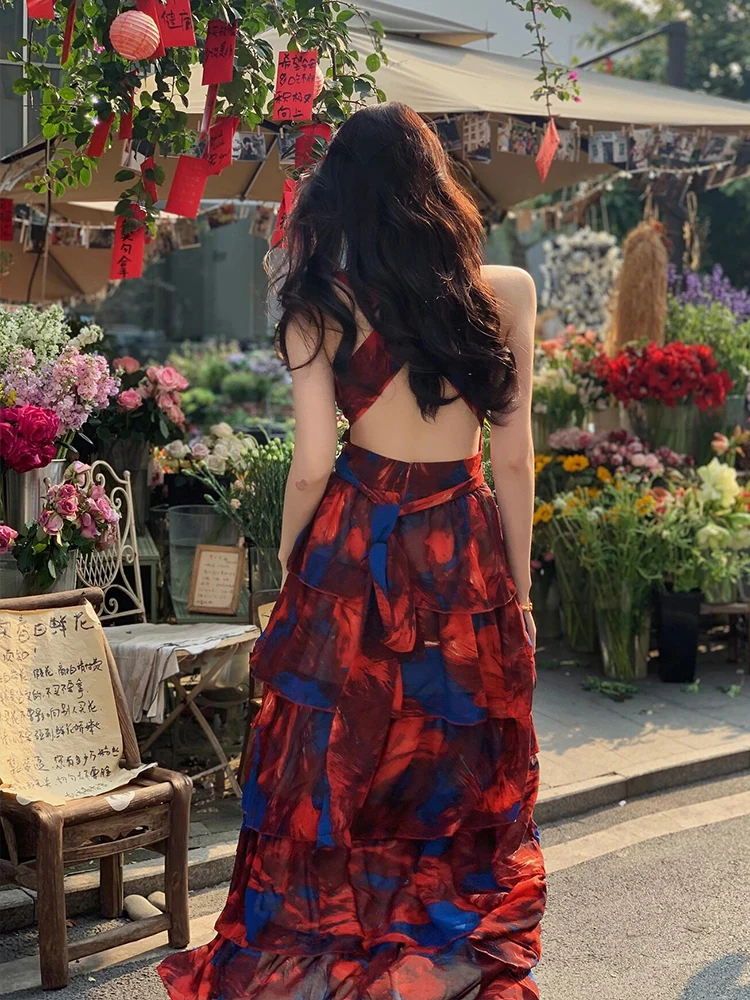 กระโปรงชายระบายทรงวีเอวผูกโบว์ รุ่น Gentle Breeze Bal Floral ter Dr ผ้าโพลีเอสเตอร์ ไม่มีซับใน ทรงเข้ารูป