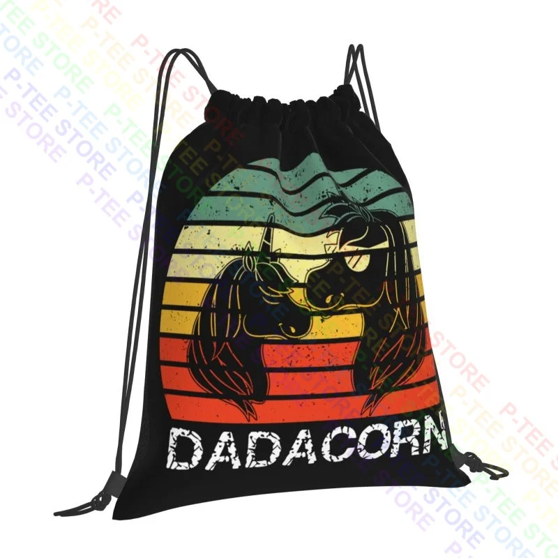 Dadacorn Unicorn Dad And Baby Fathers Drawstring Bags Gym Bag School Foldable Storage Bag Bags For Travel