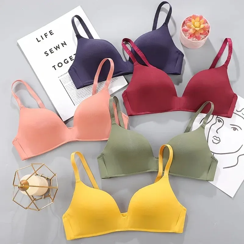 Sutiã sem costura sem fio para mulheres, cueca push up, sexy feminino, sutiãs finos respiráveis, 10 cores, estudantes e meninas