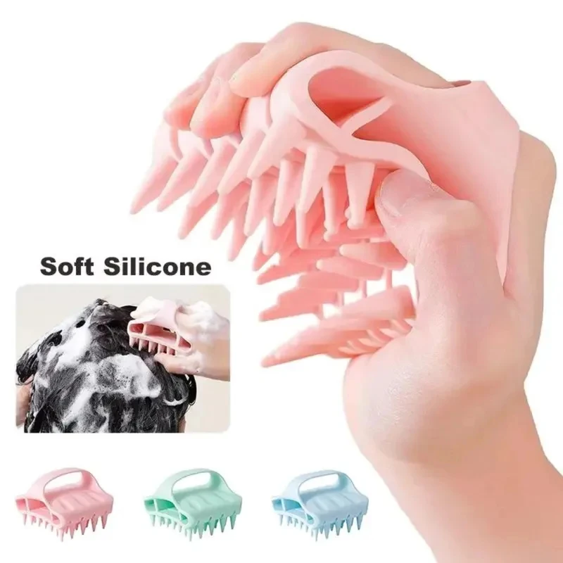 Escova de silicone para massagem no couro cabeludo, escova de massagem corporal, ferramentas de cabeleireiro, pente para massagem no couro cabeludo, pente para shampoo (1 unidade)