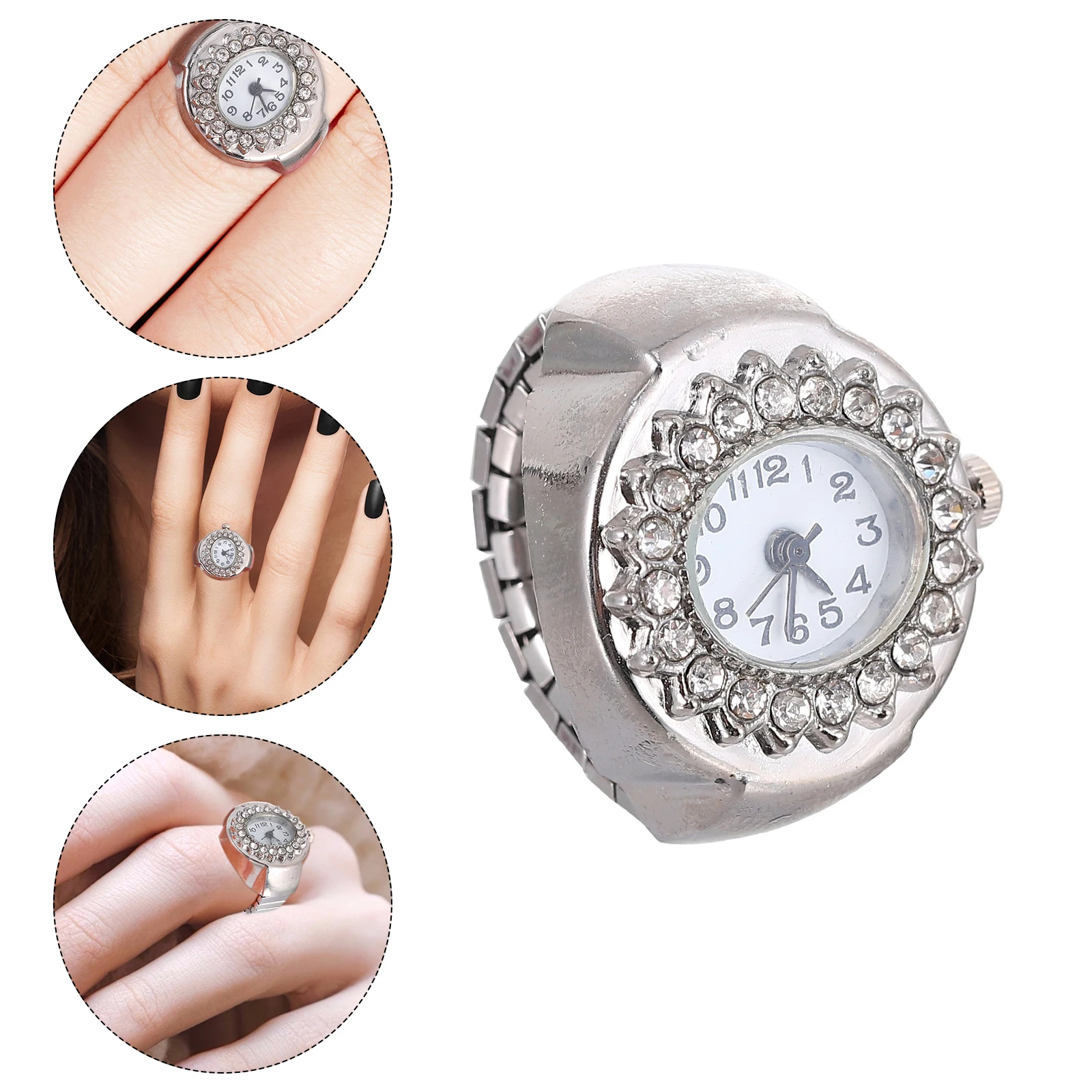 

for Girls Thin Watch Number Rhinestone Finger Silver Fancy Watches Women and