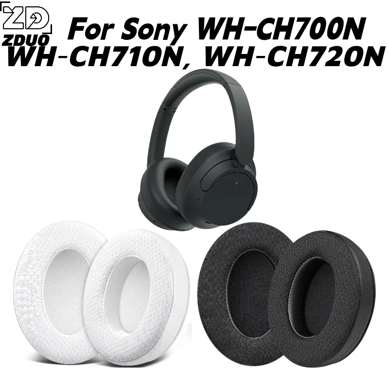For Sony WH-CH700N WH-CH710N WH-CH720N Headsets, Mesh Spliced Protein Leather Ear Cushions, Soft Memory Foam Earmuff Replacement