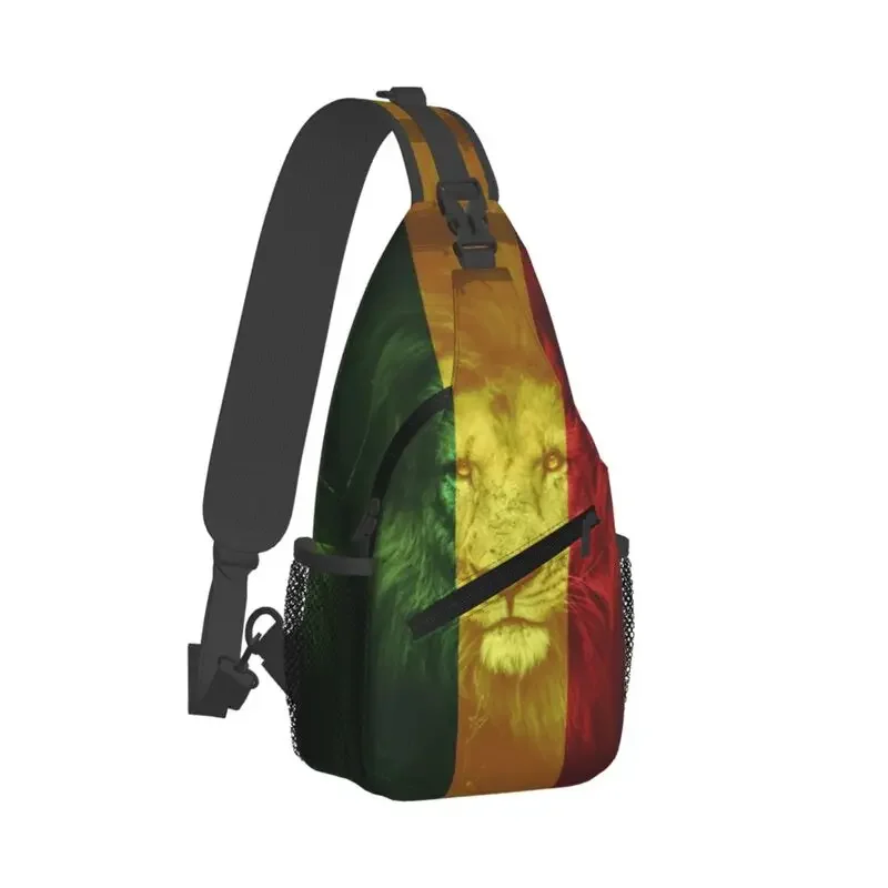 Customized Rasta Lion Jamaica Flag Sling Bag Men Fashion Jamaican Reggae Shoulder Crossbody Chest Backpack Traveling Daypack