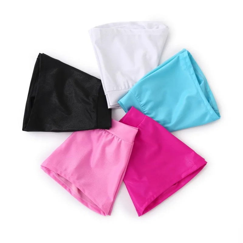 Pantalones cortos de baile de gimnasia de Ballet bronceador para niña, pantalones de seguridad de rendimiento de escenario de entrenamiento de baile sólido elástico de gran altura