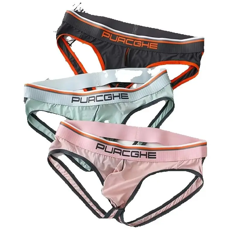 Sexy Men Thong Underwear Jockstraps Crotchless Underpants Low Waist Bikini Panties Thin Elastic Thread Skin Friendly Lingerie