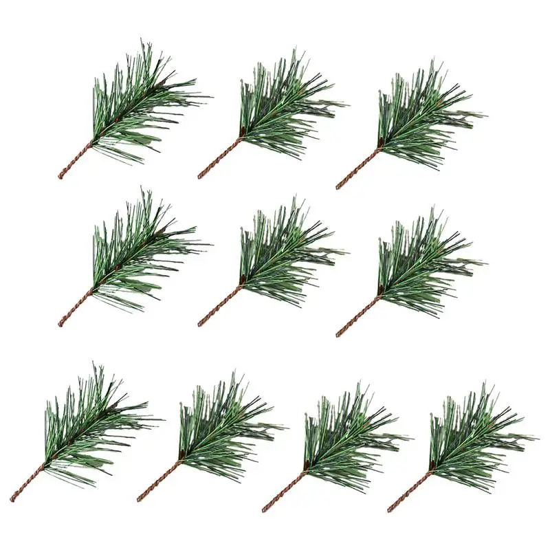 10 Pcs Christmas Artificial Pine Branch Faux Plants Christmas Crafts Needles Picks Simulation Christmas Pine Branches Decors