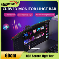 60cm Desk Lamp LED Light RGB Curved Straight Computer Monitor Screen Hanging Light Bar USB 3 Color Dimmable Reading Table Lamp
