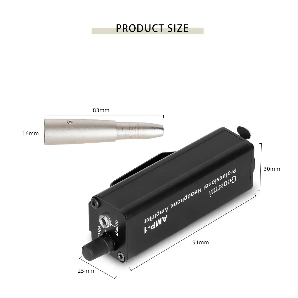 Gooermi 미니 휴대용 헤드폰 앰프, XLR ~ 3.5MM 오디오 인터페이스, 무대 공연 스튜디오에 사용