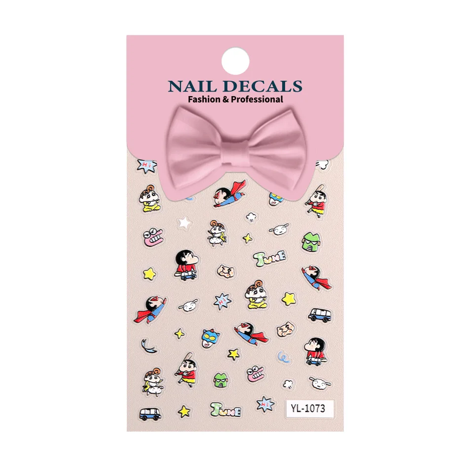 Crayon Shin-chan Cute Anime Character 5D Nail Art Accessories Cartoon Little Girl Art Stickers Supplies Nail Art Accessories