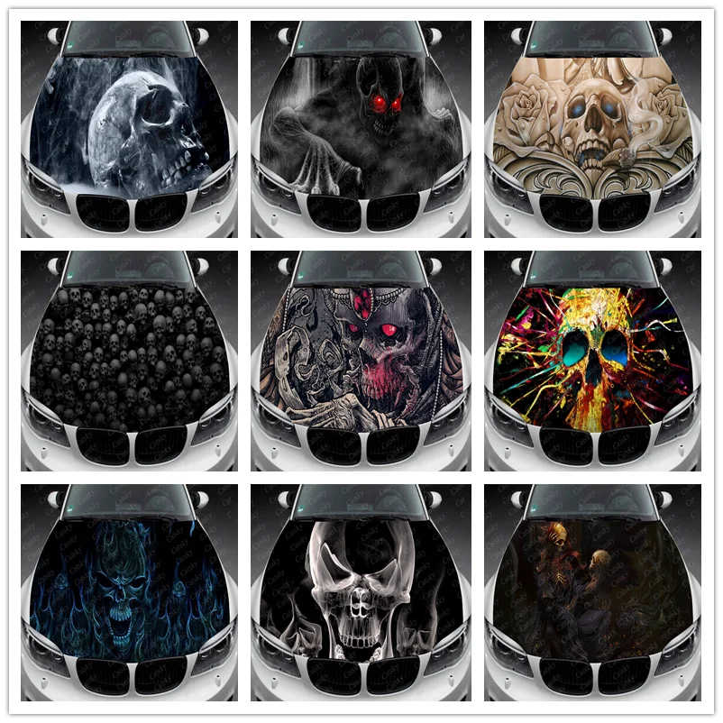 

Наклейка в виде темного черепа, стикер, графика, наклейка, наклейка для грузовика, графика грузовика, абстрактная крутая наклейка для капота