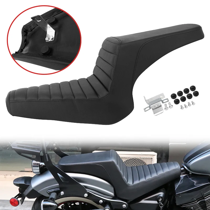 Fundas negras para asiento de pasajero delantero y trasero de motocicleta, cojín para Yamaha Bolt 950 XV950 XVS 950 R/C SPEC 2013-2019
