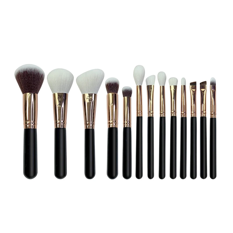 

Natural Hair Makeup Brush Full Set 13 Pcs Blush Foundation Highlight Brush Professional Makeup Kit NEW Design Mini Travel Size