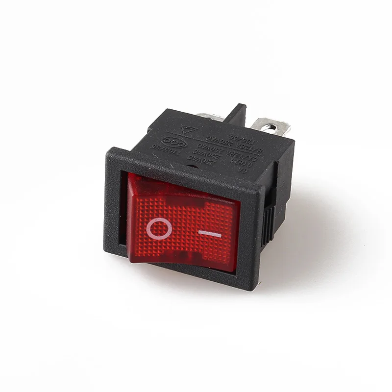 RS601D 15X21mm  Red light 4 Pin Rocker Switch 10Pack