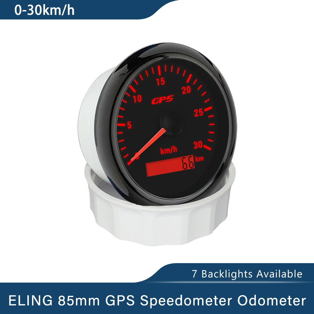 

ELING 85mm Car GPS Speedometer 0-60KM/H 0-200km/h 0-30MPH 0-120mph 0-160MPH Odometer with 7 Colors Backlight for Boat Motorcycle