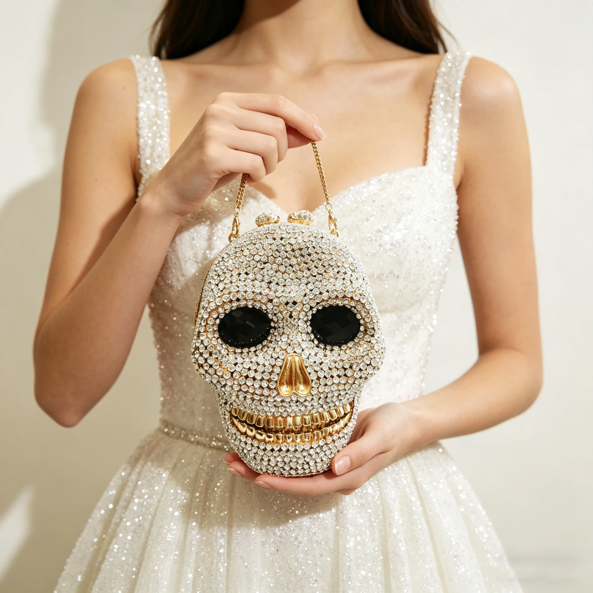 

Клатч-сумка с кристаллами в форме черепа, серебристая/золотистая, женская вечерняя сумочка WHTUOHENGBridal, свадебные сумки, модные вечерние сумочки для девушек со стразами
